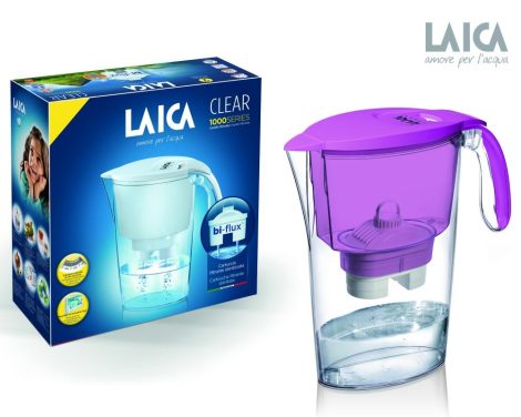 LAICA CLEAR LINE lila vízszűrő kancsó mechanikus kijelzővel és 1 db bi-flux univerzális szűrőbetéttel