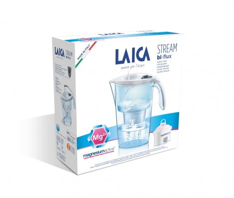 LAICA STREAM LINE fehér vízszűrő kancsó mechanikus kijelzővel és 1 db magnezium active bi-flux szűrőbetéttel